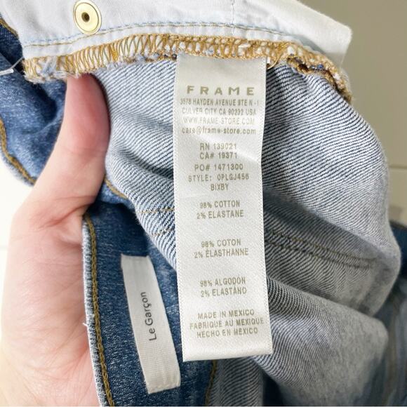 FRAME Le Garçon Mid Rise Skinny Cropped Stretch Jeans Bixby Wash Size 28 - Picture 7 of 10